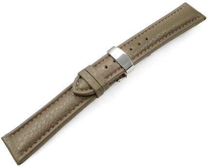 Uhrenarmband Kippfaltschließe Leder genarbt Taupe TiT 18mm 20mm 22mm 24mm