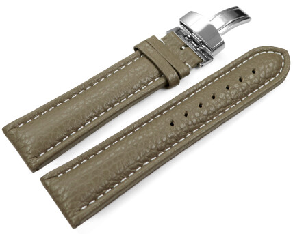 Uhrenarmband Kippfaltschließe Leder genarbt Taupe...