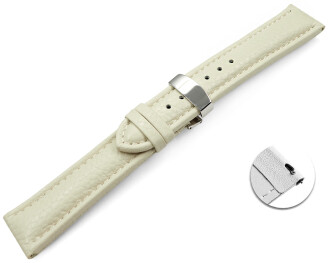 Schnellwechsel Uhrenarmband Kippfaltschließe Leder genarbt Creme 18mm 20mm 22mm 24mm
