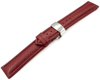 Uhrenarmband Leder mit Butterfly gepolstert genarbt bordeaux TiT 18mm 20mm 22mm 24mm 26mm 28mm