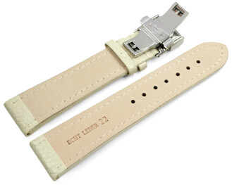 Uhrenarmband Leder mit Butterfly gepolstert genarbt Creme...