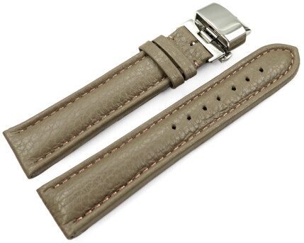 Uhrenarmband Leder mit Butterfly gepolstert genarbt Taupe...