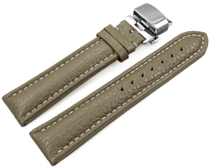 Uhrenarmband Leder mit Butterfly gepolstert genarbt Taupe...