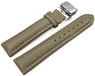 Uhrenarmband Leder mit Butterfly gepolstert genarbt Taupe...
