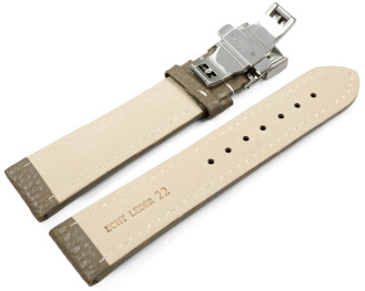 Uhrenarmband Leder mit Butterfly gepolstert genarbt Taupe...
