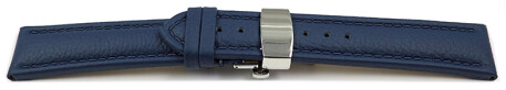 Schnellwechsel Uhrenband Leder Butterfly gepolstert genarbt blau TiT 18mm 20mm 22mm 24mm 26mm 28mm