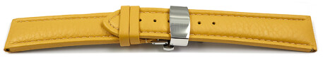 Schnellwechsel Uhrenband Leder Butterfly gepolstert genarbt gelb TiT 18mm 20mm 22mm 24mm 26mm 28mm