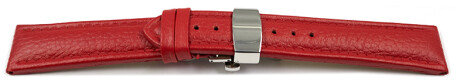 Schnellwechsel Uhrenband Leder Butterfly gepolstert genarbt rot TiT 18mm 20mm 22mm 24mm 26mm 28mm