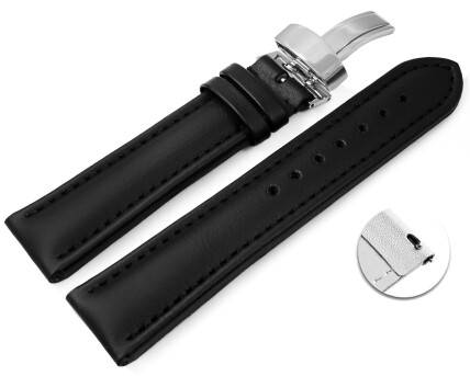 Schnellwechsel Uhrenband Vegan Korn schwarz gepolstert...