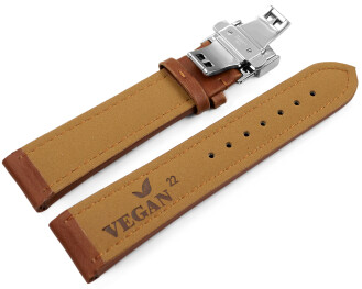 Uhrenarmband Butterfly Vegan Korn hellbraun gepolstert...