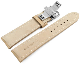 Uhrenband mit Butterfly stark gepolstert Kroko beige 18mm...