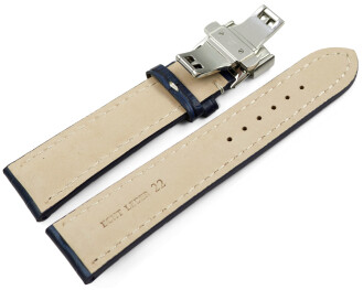 Uhrenband mit Butterfly stark gepolstert Kroko navy blau...