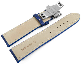 Uhrenband mit Butterfly stark gepolstert Kroko blau 18mm...