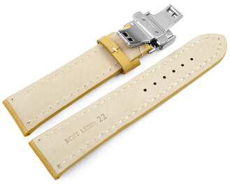 Uhrenband mit Butterfly stark gepolstert Kroko gelb 18mm 20mm 22mm 24mm