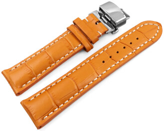 Uhrenband mit Butterfly stark gepolstert Kroko orange 18mm 20mm 22mm 24mm