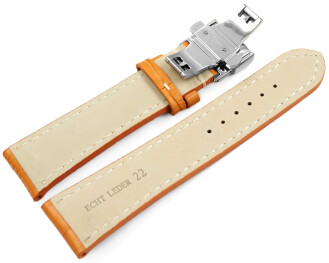 Uhrenband mit Butterfly stark gepolstert Kroko orange 18mm 20mm 22mm 24mm
