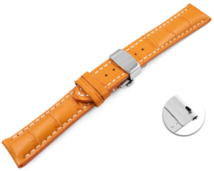 Schnellwechsel Uhrenband mit Butterfly stark gepolstert Kroko orange 18mm 20mm 22mm 24mm