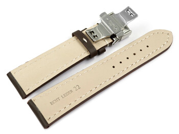 Uhrenband mit Butterfly stark gepolstert glatt dunkelbraun 19mm 21mm 23mm