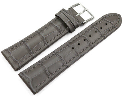 Uhrenarmband gepolstert Kroko Prägung Leder grau TiT...