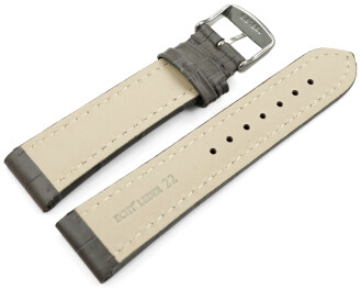 Uhrenarmband gepolstert Kroko Prägung Leder grau TiT...
