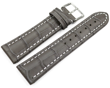 Uhrenarmband gepolstert Kroko Prägung Leder grau...