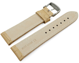Uhrenarmband gepolstert Kroko Prägung Leder Sand 18mm 20mm 22mm 24mm 26mm 28mm