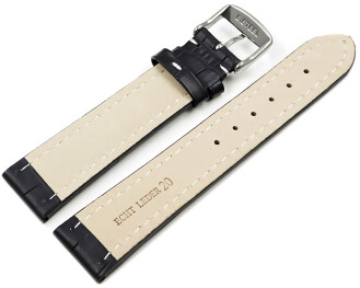 XL Uhrenarmband gepolstert Leder Kroko Prägung schwarz TiT 18mm 20mm 22mm 24mm 26mm 28mm