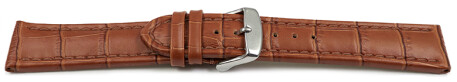 XL Uhrenarmband gepolstert Leder Kroko Prägung hellbraun TiT 18mm 20mm 22mm 24mm 26mm 28mm