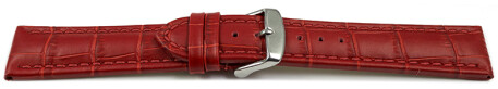 XL Uhrenarmband gepolstert Leder Kroko Prägung rot TiT 18mm 20mm 22mm 24mm 26mm 28mm