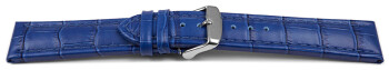 XL Uhrenarmband gepolstert Leder Kroko Prägung blau TiT 18mm 20mm 22mm 24mm 26mm 28mm