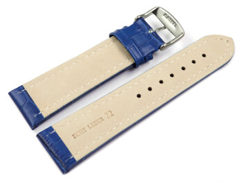 XL Uhrenarmband gepolstert Leder Kroko Prägung blau...