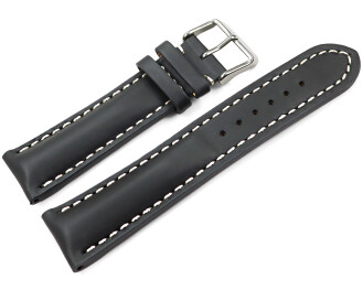 Uhrenarmband Leder stark gepolstert glatt grau 18mm 20mm 22mm 24mm