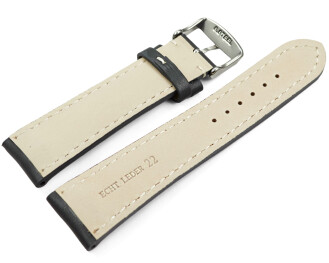 Uhrenarmband Leder stark gepolstert glatt grau 18mm 20mm 22mm 24mm