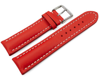 Uhrenarmband Leder stark gepolstert rot 18mm 20mm 22mm 24mm