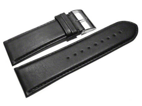 Uhrenarmband - echt Leder - glatt - schwarz - 26, 28mm