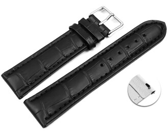 XL Schnellwechsel Uhrenarmband gepolstert Leder Kroko Prägung schwarz TiT