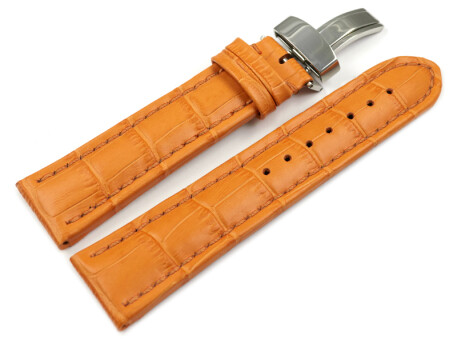 Uhrenarmband Kippfaltschließe Leder Kroko orange...