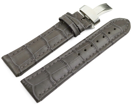 Uhrenarmband Kippfaltschließe Leder Kroko grau TiT...