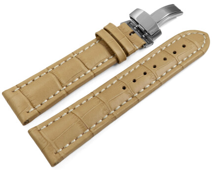 Uhrenarmband Kippfaltschließe Leder Kroko sand 18mm...