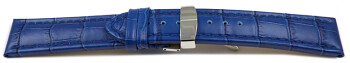 XL Uhrenband Kippfaltschließe Kalbsleder Kroko blau TiT 18mm 20mm 22mm 24mm