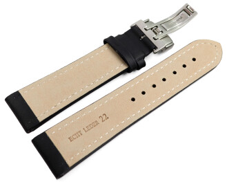XL Uhrenarmband Kippfaltschließe Glatt schwarz TiT...