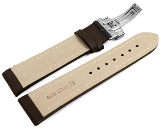 XL Uhrenarmband Kippfaltschließe Glatt dunkelbraun...