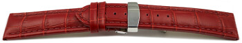 Schnellwechsel Uhrenarmband Kippfaltschließe Leder Kroko rot TiT 18mm 20mm 22mm 24mm