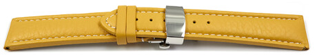 XL Uhrenarmband Leder Butterfly gepolstert genarbt gelb 18mm 20mm 22mm 24mm 26mm 28mm