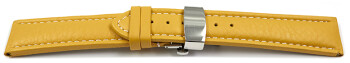 XL Uhrenarmband Leder Butterfly gepolstert genarbt gelb 18mm 20mm 22mm 24mm 26mm 28mm