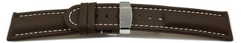 Uhrenarmband Kippfaltschließe Leder glatt dunkelbraun 18mm 20mm 22mm 24mm