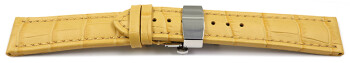 Uhrenarmband mit Butterfly Schließe Leder Kroko gelb TiT 18mm 20mm 22mm 24mm 26mm 28mm