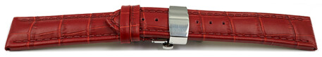 Uhrenarmband mit Butterfly Schließe Leder Kroko rot TiT 18mm 20mm 22mm 24mm 26mm 28mm