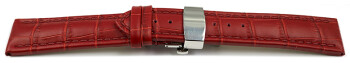 Uhrenarmband mit Butterfly Schließe Leder Kroko rot TiT 18mm 20mm 22mm 24mm 26mm 28mm