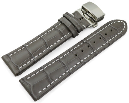Uhrenarmband mit Butterfly Schließe Leder Kroko...